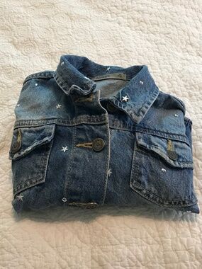 Tennis 💯% cotton denim jacket with metal buttons & embroidered stars (girl 4)